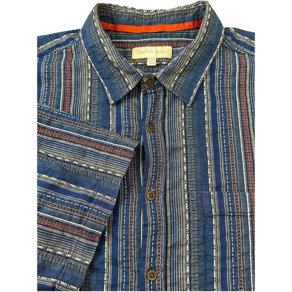 Vintage 1990s Territory Ahead 100% Cotton Striped Shirt Men XXLT Single Stitch